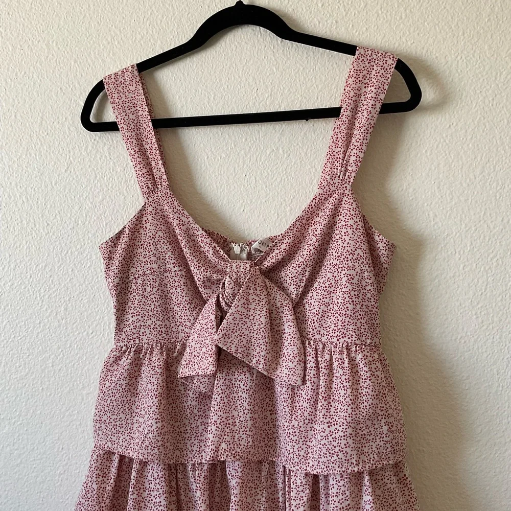 BABYDOLL DRESS layered red and white floral pattern size medium - Picture 4 of 7